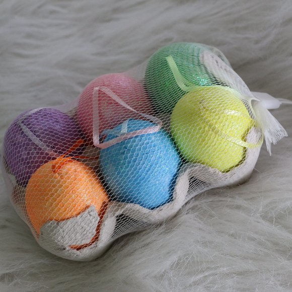 Pack of 6 Easter Egg Ornaments - Styrofoam, Assorted Colors, Glitter Coating - Picture 1 of 8